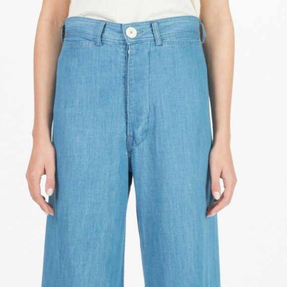 jesse kamm chambray cottage sailor pant jeans fits big mkd small but fits 8/29 - Picture 1 of 16